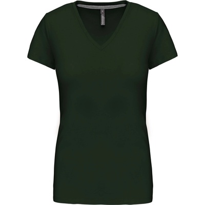Kariban v-neck k381 / Дамска тениска с къс ръкав - горско зелено xxxl (20k38107413)