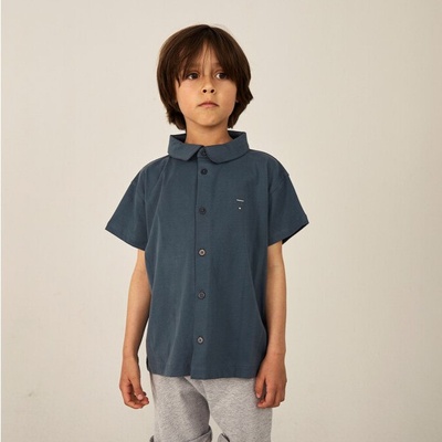 GRAY LABEL Triko s límečkem GOTS Blue Grey