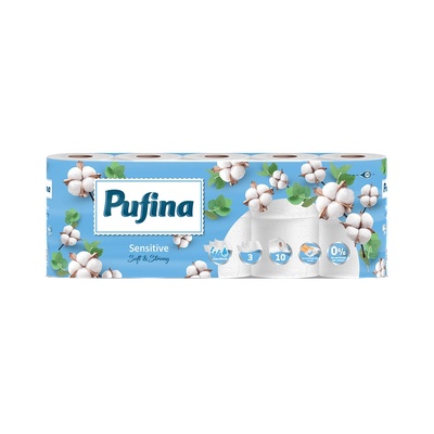 Pufina sensitive тоалетна хартия 10бр без аромат