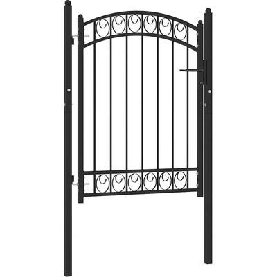 Plotová brána EMMEN s klenutým vrškem ocelová 100 x 98,5 cm černá 885933
