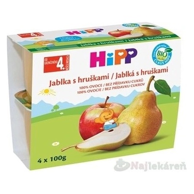 HIPP Bio 100% ovocia Jablká s hrušami 4 x 100 g