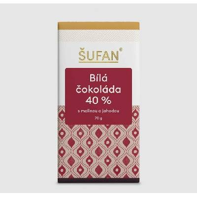 Šufan Bílá 40% s malinou a jahodou 70 g