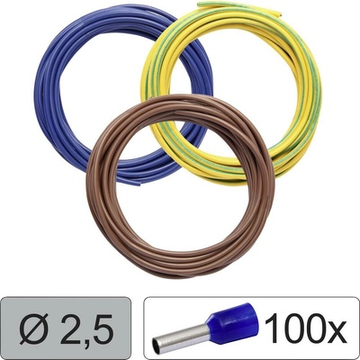 Quadrios 25CW124 jeden drôt, LiFY, 2.5 mm², modrá, hnedá, žltozelená, 1 sada
