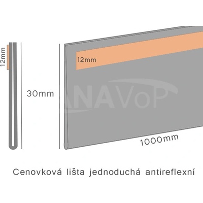 Cenovková lišta jednoduchá 30 antireflexní - 30x1000mm - pěnová samolepka - 1 ks