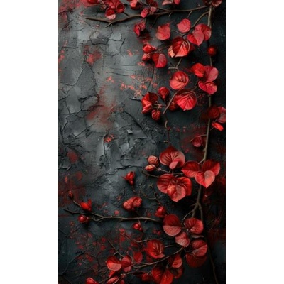 Takoy Panel na závěs, fotoplátno 160x265 cm červené květy na černé stěně