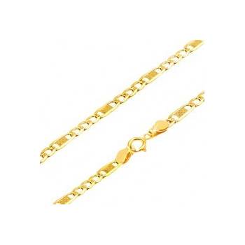 Šperky eshop Retiazka v žltom zlate, tri oválne očká a jedno dlhšie s mriežkou GG69.32