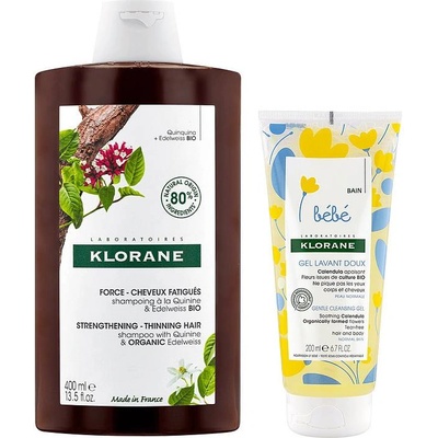 Klorane Комплект - Шампоан Quinine и Измиващ гел Bebe Calendula, 400 + 200 ml