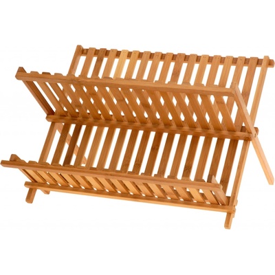 EH Excellent Houseware Bambusová sušička nádobí, kapání - 2 úrovně hnědý