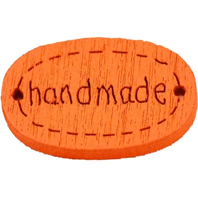 Pro Háčkování Hand made dřevěný oválný oranžový 18x12 mm.