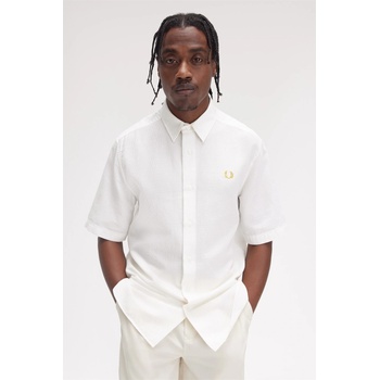 Fred Perry Риза с къс ръкав Fred Perry Men's Seersucker Short Sleeve Shirt - Snow White 129
