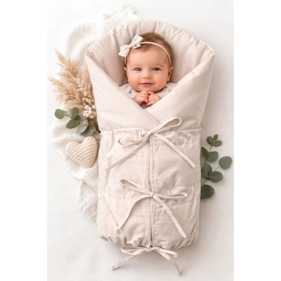 Baby Nellys Klasická retro zavinovačka Nature šněrovací s výplní Béžová
