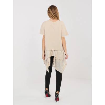 Béžová oversize blúzka s výšivkou čierna krémová Italy Moda 5906694107900