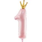 Party Deco Фолиев Балон, Цифра, "1", Бледо Розов, 37х100см (fb87m-081j)
