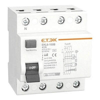 ETEK 3P+N 63A 10KA 30mA Typ B EKL6-100B-3N6330