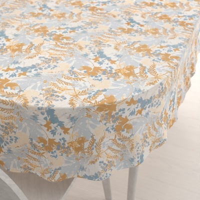 Biante Zamatový oválny obrus Tamara TMR-043 Hnedo-modré designové rastliny 100x140 cm