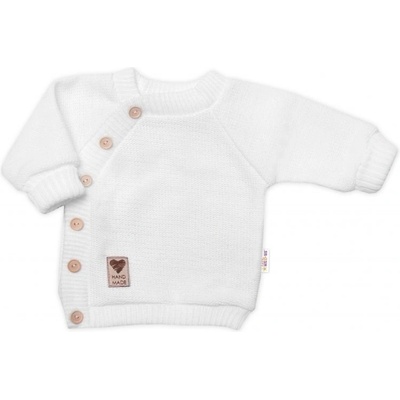Baby Nellys Detský pletený svetrík s gombíkmi zap. bokom Handmade biely