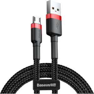 Baseus - Кабел за данни Cafule (CAMKLF-C91) - USB към Micro-USB, 1, 5 A, 2 м - Червен Черен