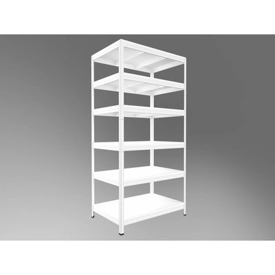 Biedrax Regál do domácnosti 60 x 120 x 180 cm, biely, 6 políc biele lamino 12mm, 200 kg na policu