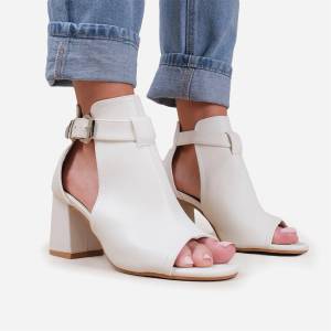 Wheres That From Wheres Open Toe Block Heels Ladies - White