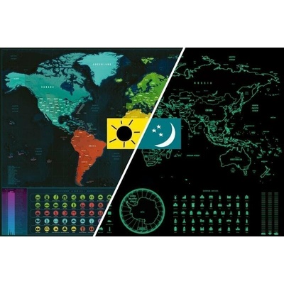 GLOW svítící mapa světa - svítí ve tmě