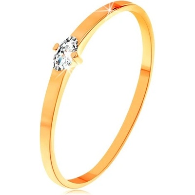 Šperky Eshop Prsten ve žlutém zlatě čirý zrníčkovitý zirkon úzká hladká ramena S3GG156.77