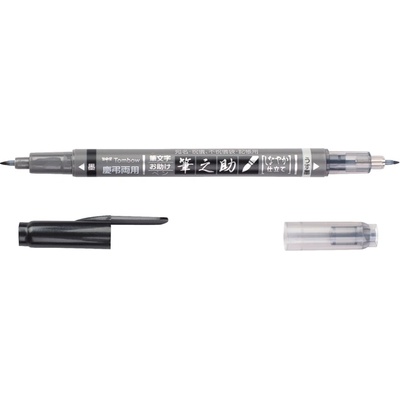 Tombow Marker Fudenosuke TWIN мек черен/сив (WS-TBS)