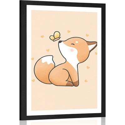 Plakát s paspartou zvědavá lištička - 40x60 white