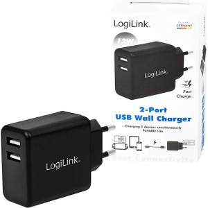 LogiLink USB мрежов адаптер Logilink, 2 USB порта, 12 W, черен