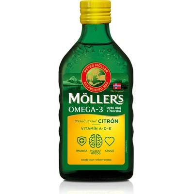 Möller's Omega 3 rybí olej Citrónová príchuť z pečene tresiek 250 ml