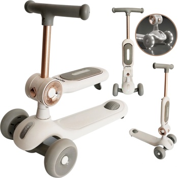 Pepita Glowy 2в1 Детска тротинетка със седалка и LED светлина - бял (MS-KK712-white)