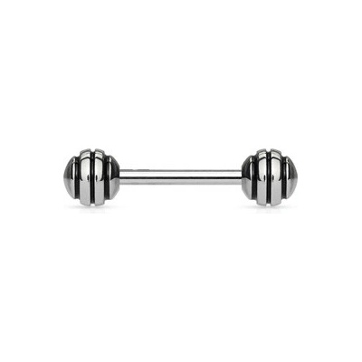 Šperky4U piercing do jazyka černé pruhy PJ01144
