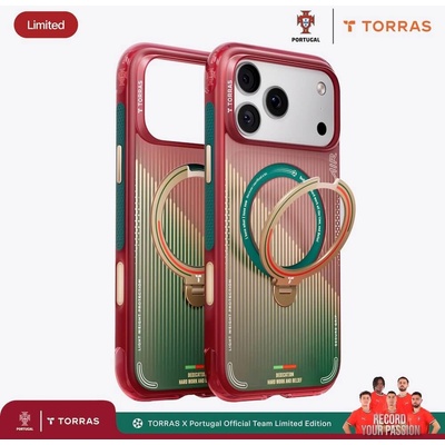 TORRAS Удароустойчив хибриден кейс с MagSafe за iPhone 17 Pro Max - Torras Ostand Q3 Air World Cup Limited Edition MagSafe Case (червен-зелен) (X00RP102T009)