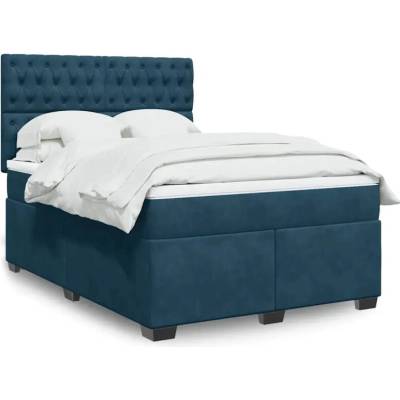 vidaXL 11461.3293216 Boxspring postel s matrací modrá samet