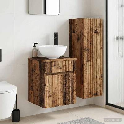 vidaXL Комплект мебели за баня 2 бр. Старо дърво 33 x 34, 5 x 100 см (3406141)