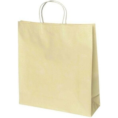 Béžová luxusní papírová taška 450x140x480 mm s krouceným uchem s lesklým efektem