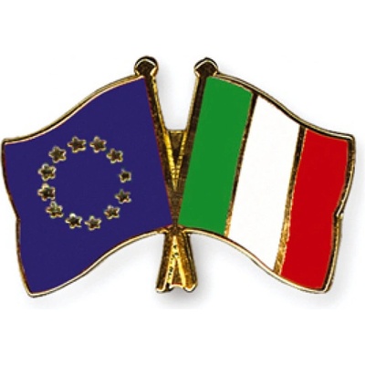 Odznak (pins) 22mm vlajka EU + Itálie - barevný