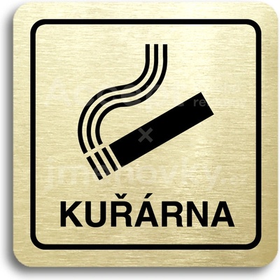 ACCEPT Piktogram kuřárna - zlatá tabulka - černý tisk