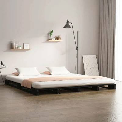 Nábytek XL 821431 Postel z palet černá masivní borovice