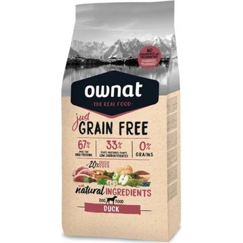 OWNAT Adult Grain Free DUCK - Натурална суха храна, БЕЗ ЗЪРНО, за пораснали кучета от всички породи, патешко месо, ябълки и масло от сьомга - 14 кг, Испания - 114424