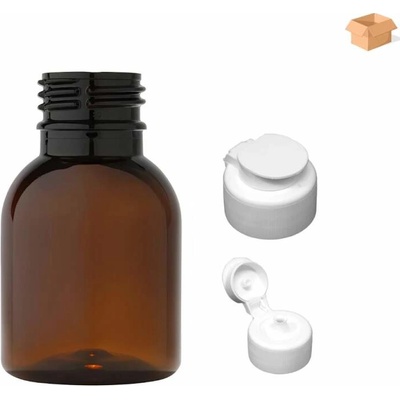Tera Plastová lahvička hnědá s bílým dávkovacím víčkem 50 ml 600 ks