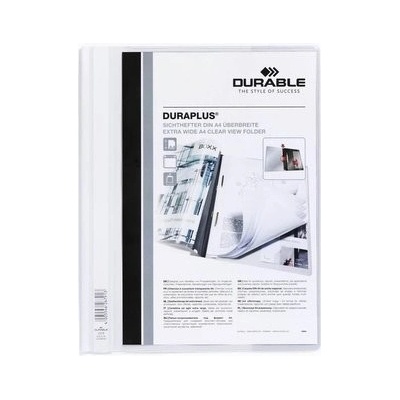 Rýchloviazač, A4, široký, priehľadné vrecko, DURABLE "DURAPLUS®", biela