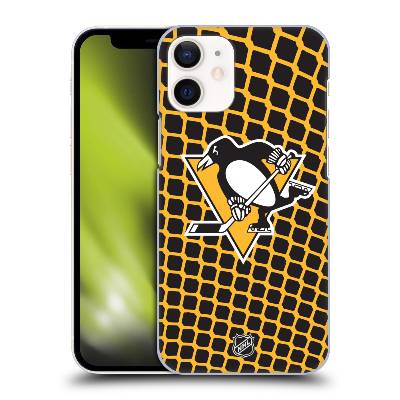 Pouzdro na mobil Apple Iphone 12 MINI - HEAD CASE - Hokej NHL - Pittsburgh Penguins - Znak v brance (Obal, kryt pro mobil Apple Iphone 12 MINI - Hokejové týmy - Pittsburgh Penguins - Logo v síti)