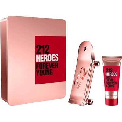 Carolina Herrera 212 Heroes for Her Подаръчен комплект, парфюмна вода 80ml + Мляко за тяло 100ml, Жени