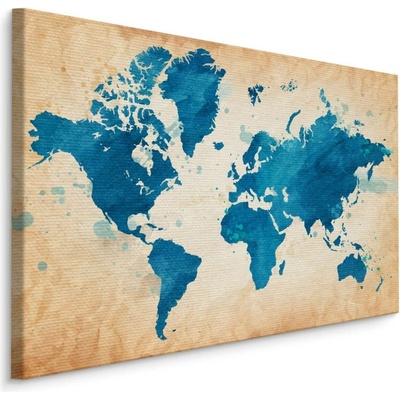 MyBestHome BOX Plátno Mapa Světa V Modrých Tónech Varianta: 70x50