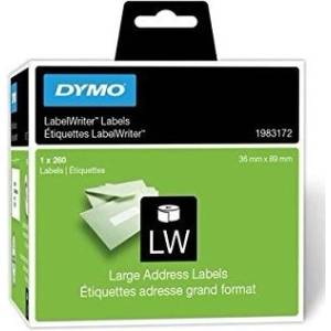 DYMO 1983172, 89mm x 36mm, бели големи хартиени етикети (1983172)