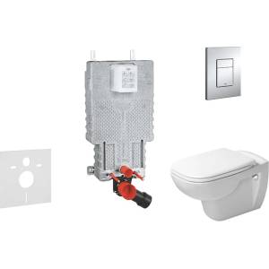 GROHE Uniset - Комплект за стенен монтаж, D-Code тоалетна и седалка, Rimless, SoftClose, бутони Skate Cosmo, хром 38643SET-KK (38643SET-KK)