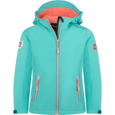 TROLLKIDS Детско софтшел яке Trollkids Girl's Trollfjord Jacket Softshell jacket - Aqua Haze / Harbor Blue / Mellow Peach - размер 116 (EU) (703-2073-1714)