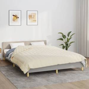 vidaXL Утежнено одеяло светлокремаво 220x230 см 11 кг плат (3154879)