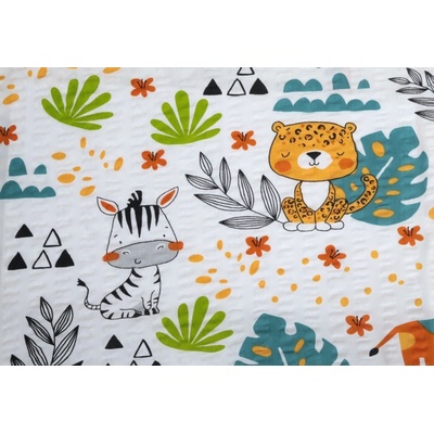 JAN peří Kvalitní bavlněná látka - krep - malovaná ZOO - Kvalitní bavlněná látka - krep - malovaná ZOO - 0,5 m (50x240 cm)