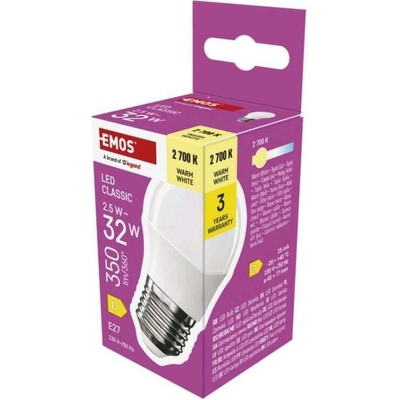 Emos LED žiarovka Classic Mini Globe E27 2,5 W 32 W 350 lm Teplá biela ZQ6D11